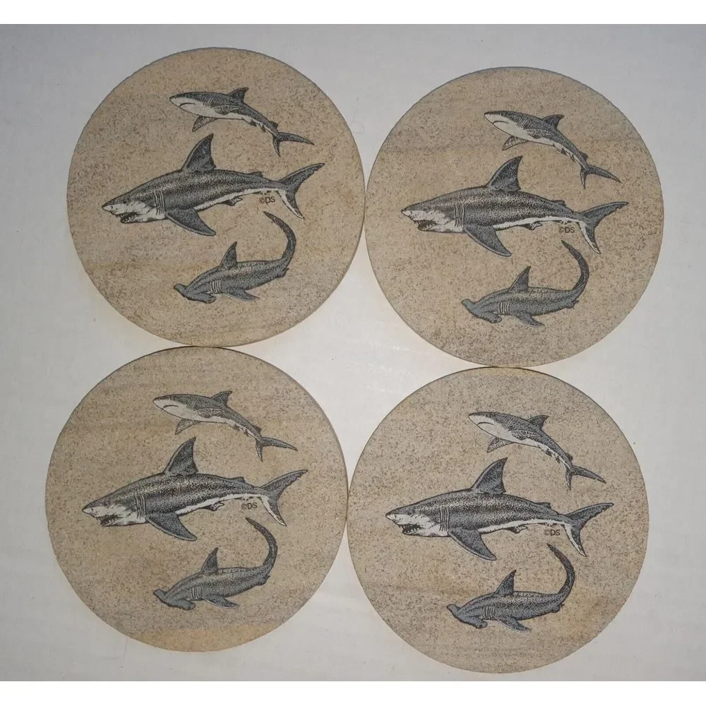 Thirstystone‎ Shark Coasters (4) With Wooden Holder